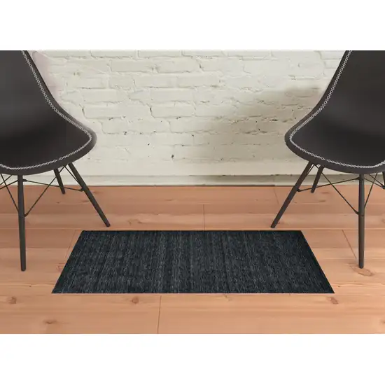 Black Wool Hand Woven Stain Resistant Area Rug Photo 2