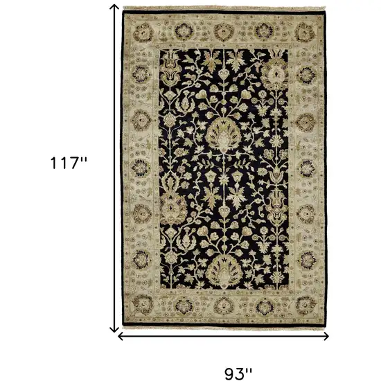 Black Wool Oriental Hand Knotted Area Rug Photo 3