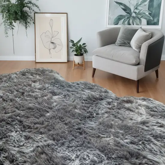 Black Wool Sheepskin Handmade Area Rug Photo 1