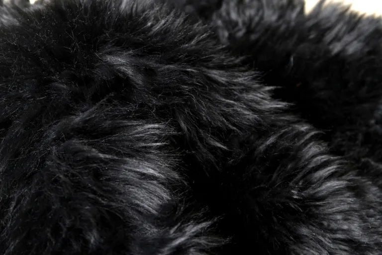 Black Wool Sheepskin Handmade Area Rug Photo 5