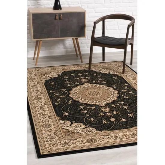 Black and Beige Embellished Area Rug Photo 4