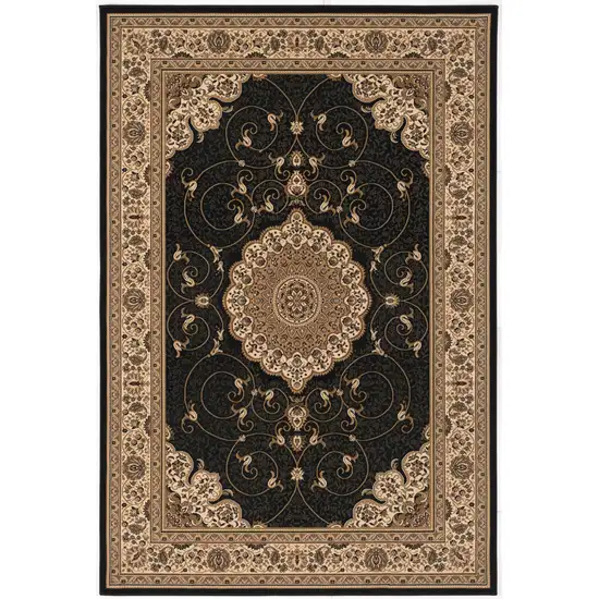 Black and Beige Embellished Area Rug Photo 3