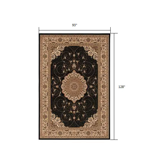 Black and Beige Embellished Area Rug Photo 1