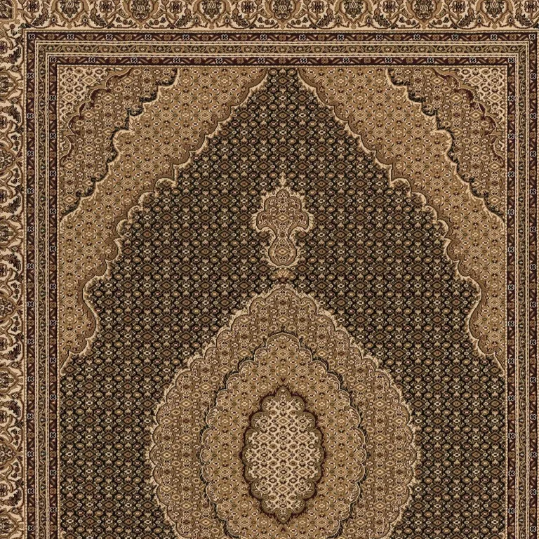 Black and Beige Medallion Area Rug Photo 1