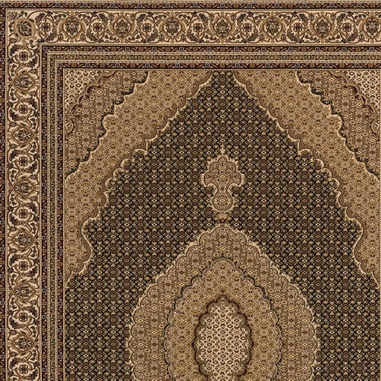 Black and Beige Medallion Runner Rug Photo 1