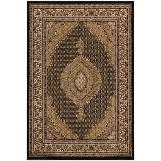 Black and Beige Medallion Runner Rug Photo 4