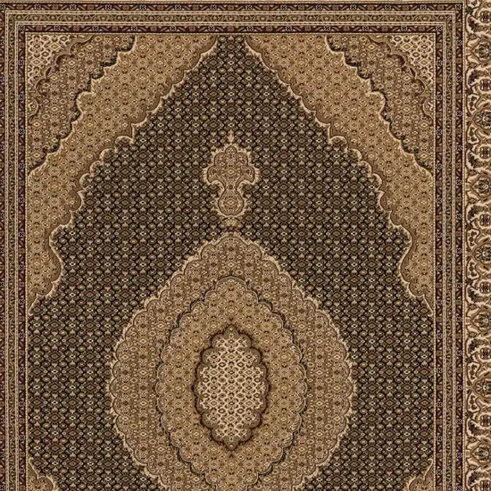 Black and Beige Medallion Runner Rug Photo 1