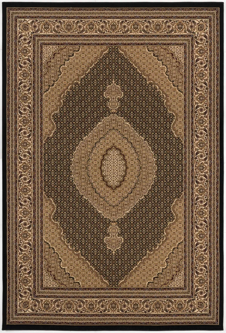 Black and Beige Medallion Runner Rug Photo 4