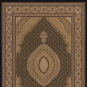 Photo of Black and Beige Medallion Runner Rug