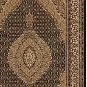 Photo of Black and Beige Medallion Runner Rug