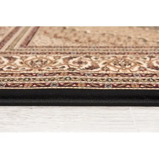 Black and Beige Medallion Runner Rug Photo 3