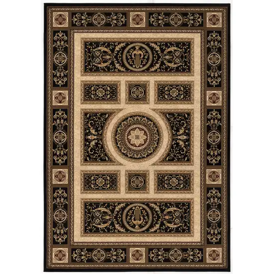 Black and Beige Traditional Geometric Area Rug Photo 3