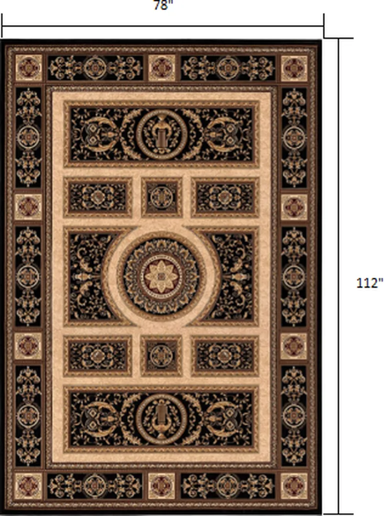 Black and Beige Traditional Geometric Area Rug Photo 1