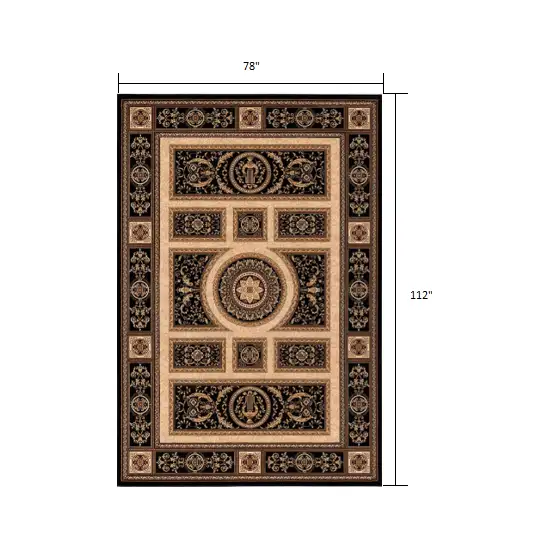 Black and Beige Traditional Geometric Area Rug Photo 1