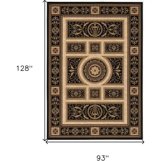 Beige and Black Oriental Power Loom Area Rug Photo 3