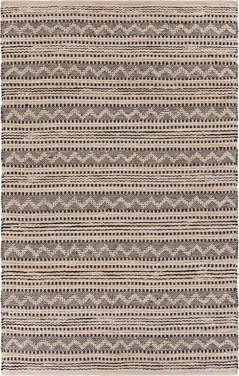 Black and Blush Chevron Stripe Area Rug Photo 1