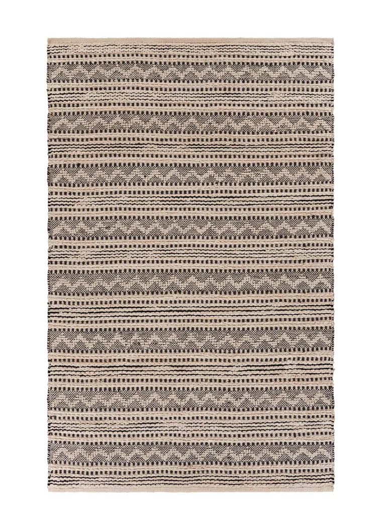 Black and Blush Chevron Stripe Area Rug Photo 3