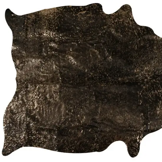 Black and Copper Gold Cowhide Hand Knotted Area Rug Photo 3