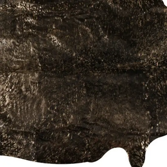 Black and Copper Gold Cowhide Hand Knotted Area Rug Photo 5