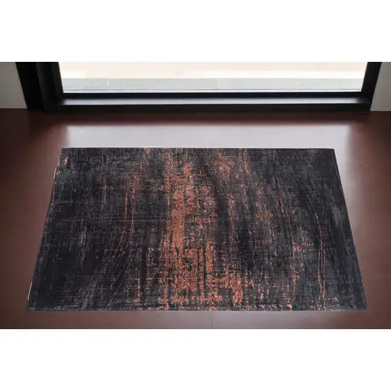 Black and Gold Abstract Non Skid Area Rug Photo 1