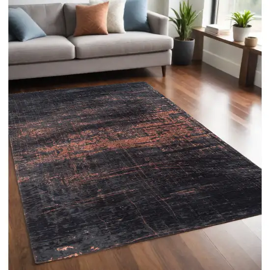 Black and Gold Abstract Non Skid Area Rug Photo 1