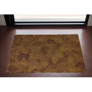 Photo of Black and Gold Abstract Non Skid Area Rug