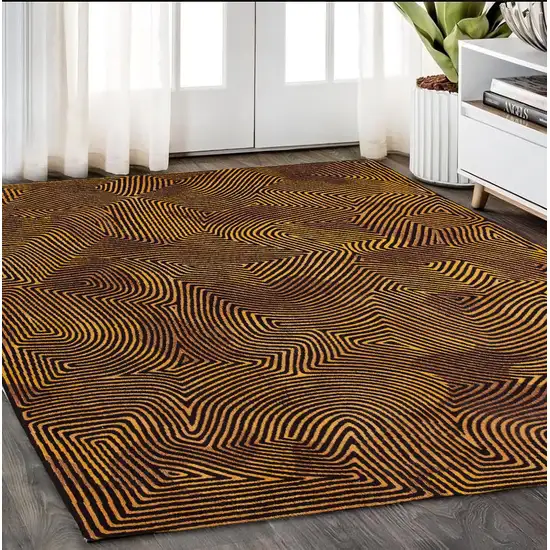 Black and Gold Abstract Non Skid Area Rug Photo 1