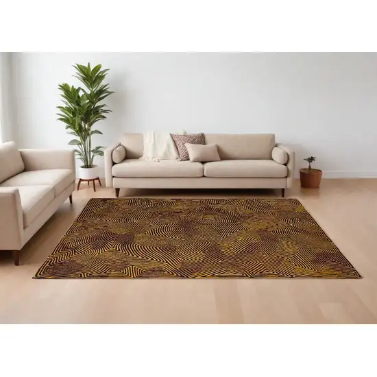 Black and Gold Abstract Non Skid Area Rug Photo 1