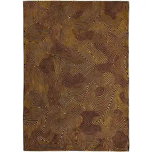 Photo of Black and Gold Abstract Non Skid Area Rug