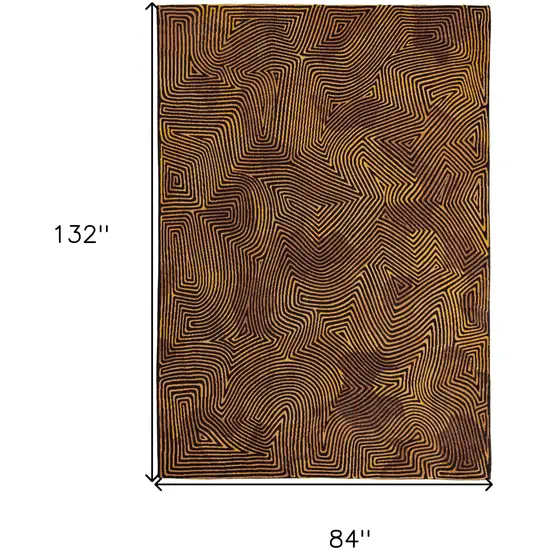 Black and Gold Abstract Non Skid Area Rug Photo 3