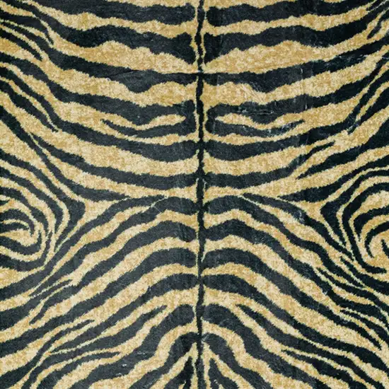 Black and Gold Animal Print Shag Handmade Non Skid Area Rug Photo 3