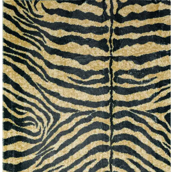 Black and Gold Animal Print Shag Handmade Non Skid Area Rug Photo 3