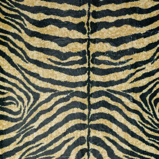 Black and Gold Animal Print Shag Handmade Non Skid Area Rug Photo 3