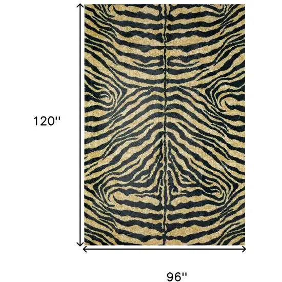 Black and Gold Animal Print Shag Handmade Non Skid Area Rug Photo 6