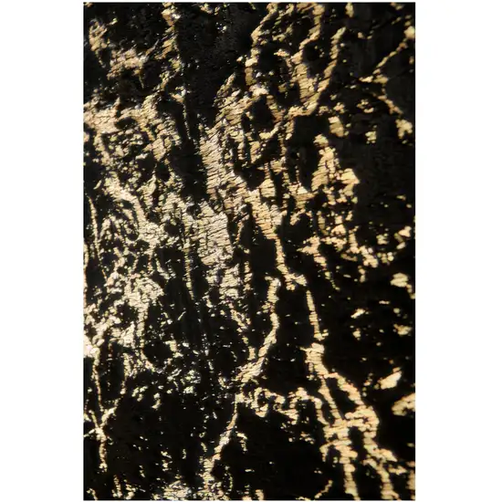 Black and Gold Faux Fur Abstract Shag Non Skid Area Rug Photo 2