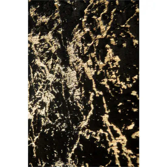 Black and Gold Faux Fur Abstract Shag Non Skid Area Rug Photo 2