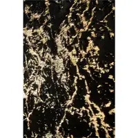 Photo of Black and Gold Faux Fur Abstract Shag Non Skid Area Rug