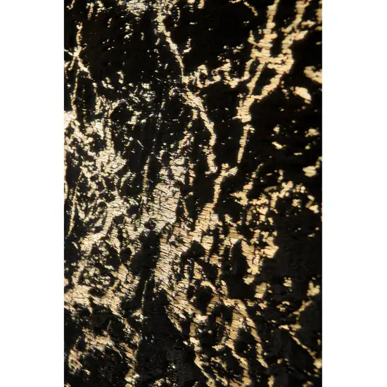 Black and Gold Faux Fur Abstract Shag Non Skid Area Rug Photo 2