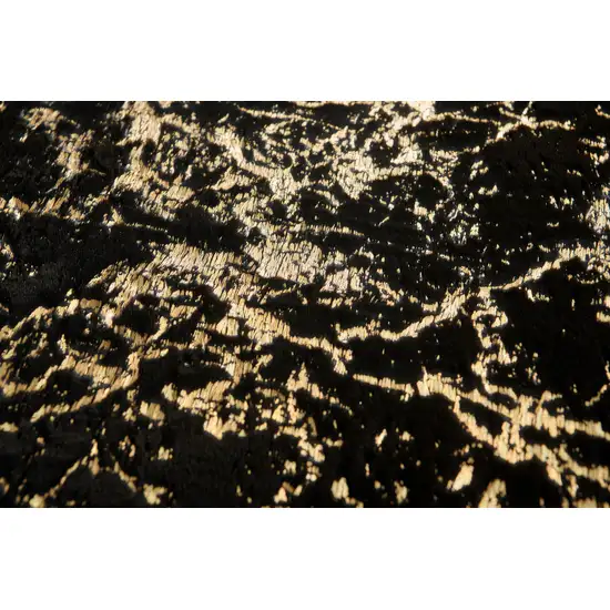 Black and Gold Faux Fur Abstract Shag Non Skid Area Rug Photo 9