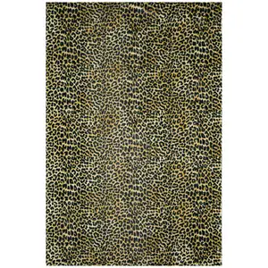 Photo of Black and Gold Leopard Print Shag Handmade Non Skid Area Rug