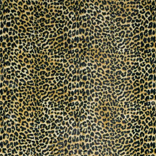 Black and Gold Leopard Print Shag Handmade Non Skid Area Rug Photo 4