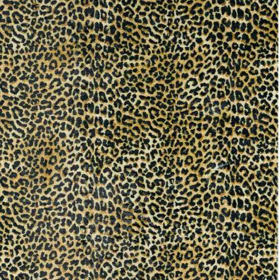 Black and Gold Leopard Print Shag Handmade Non Skid Area Rug Photo 3