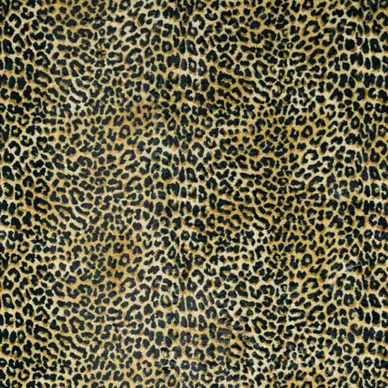 Black and Gold Leopard Print Shag Handmade Non Skid Area Rug Photo 3