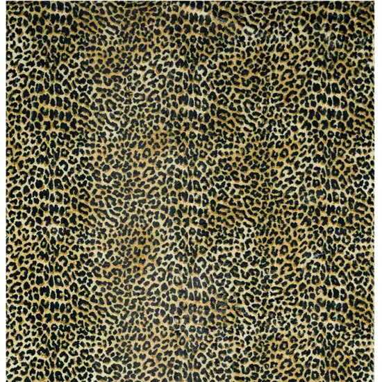 Black and Gold Leopard Print Shag Handmade Non Skid Area Rug Photo 4