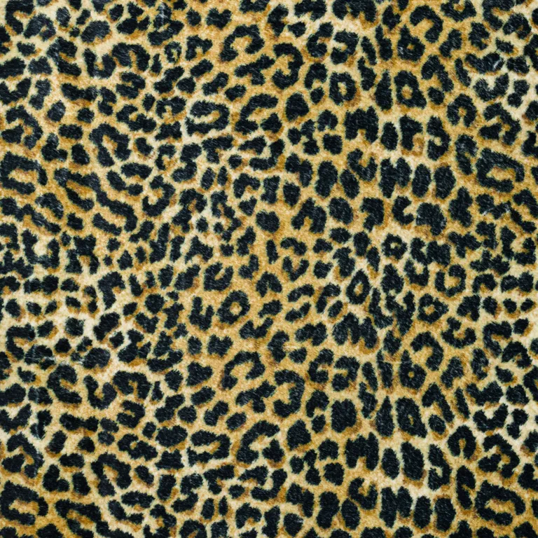 Black and Gold Leopard Print Shag Handmade Non Skid Area Rug Photo 4