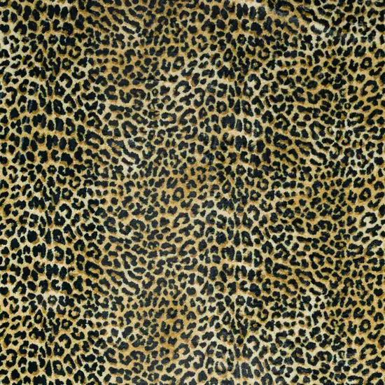 Black and Gold Leopard Print Shag Handmade Non Skid Area Rug Photo 3