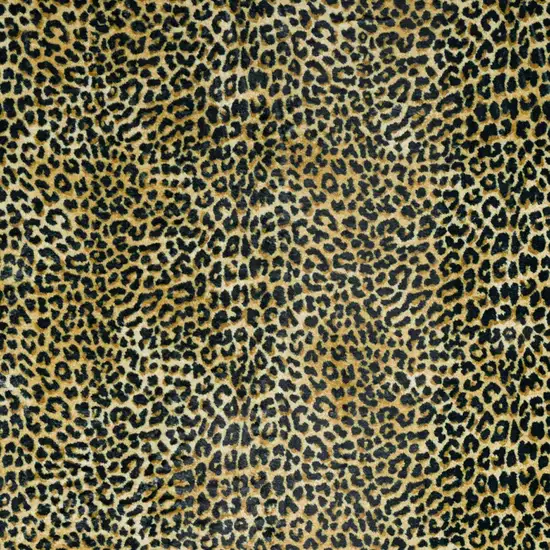 Black and Gold Leopard Print Shag Handmade Non Skid Area Rug Photo 4