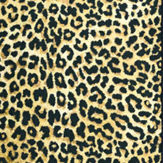 2' X 8' Black and Gold Leopard Print Shag Handmade Non Skid Runner Rug Photo 9