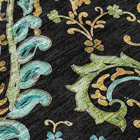 Photo of Black and Gold Paisley Washable Non Skid Indoor Outdoor Area Rug