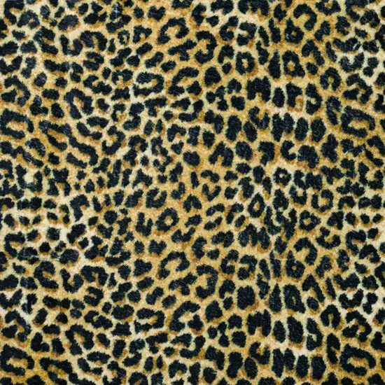 Black and Gold Round Leopard Print Shag Handmade Non Skid Area Rug Photo 4